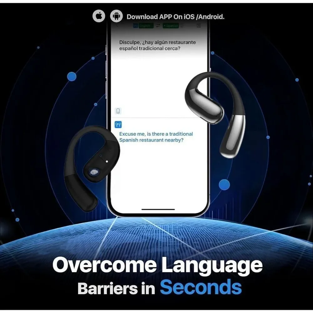 AI Translation Wireless Earphones, 3 in 1 Language 144 Languages (Black) new